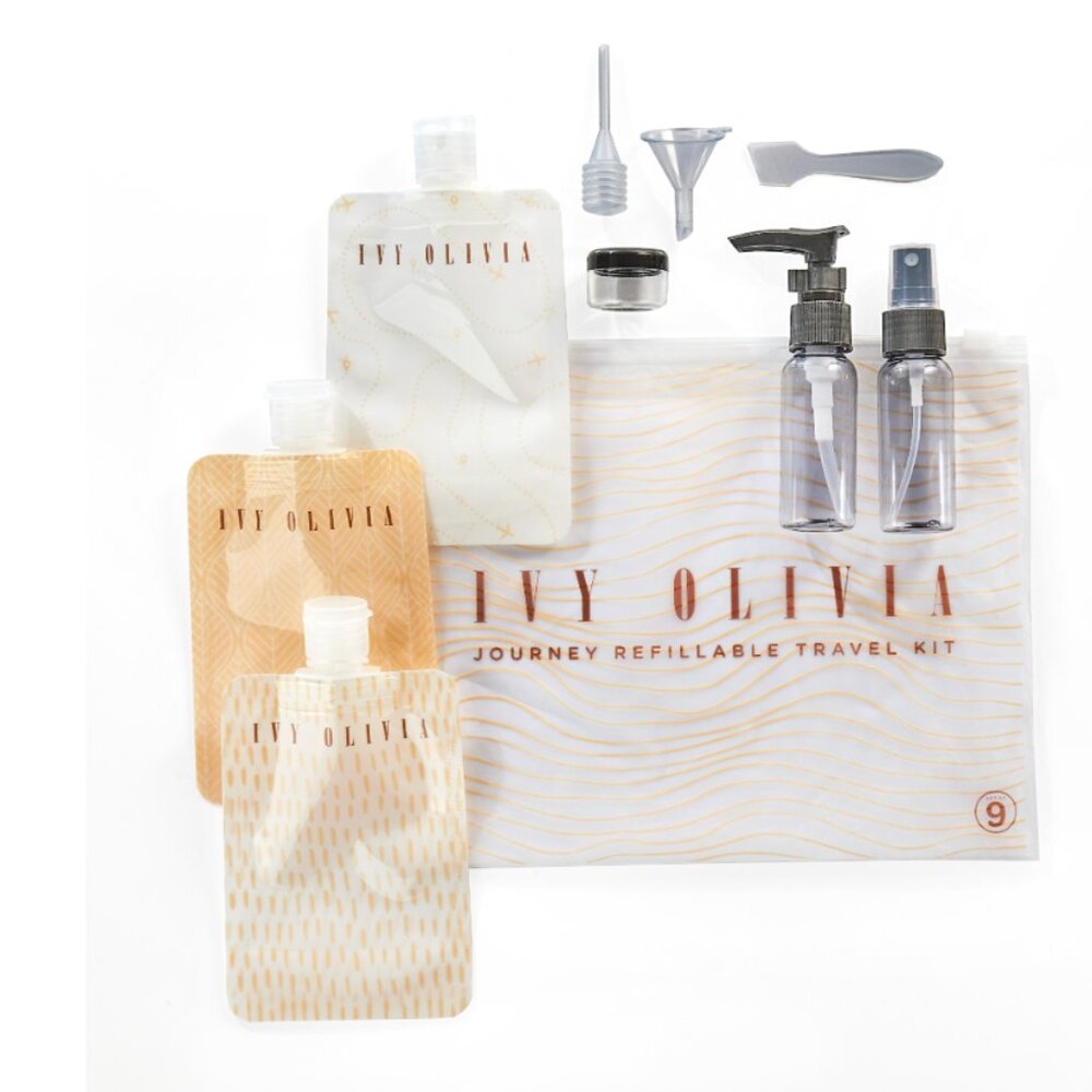Ivy Olivia Journey 9-Piece Refillable Travel Kit - NWT
